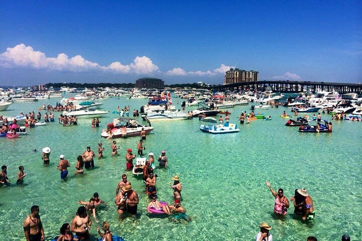 Our Boat is only 5 minutes from Crab Island. Enjoy more time having FUN